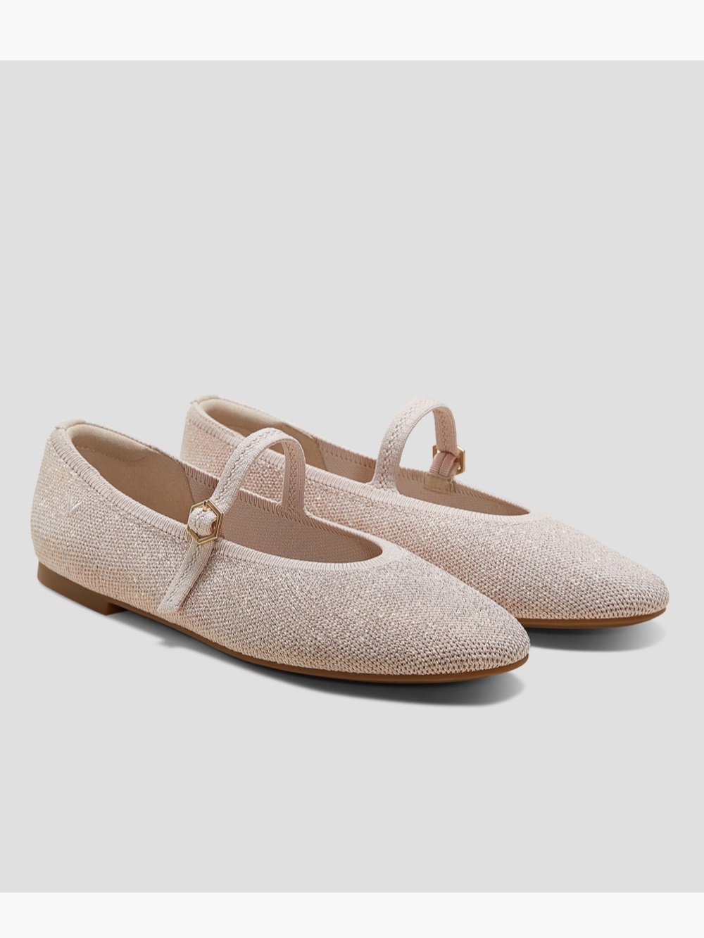 VIVAIA Beige Pink Knit Mary Jane Ballet Flats Women's Size 37 EU 6.5 US - Picture 3 of 13